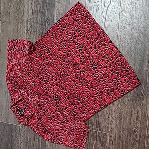 FOREVER 21 Mens Satin Button Down Leopard Print Short Sleeve Size Large